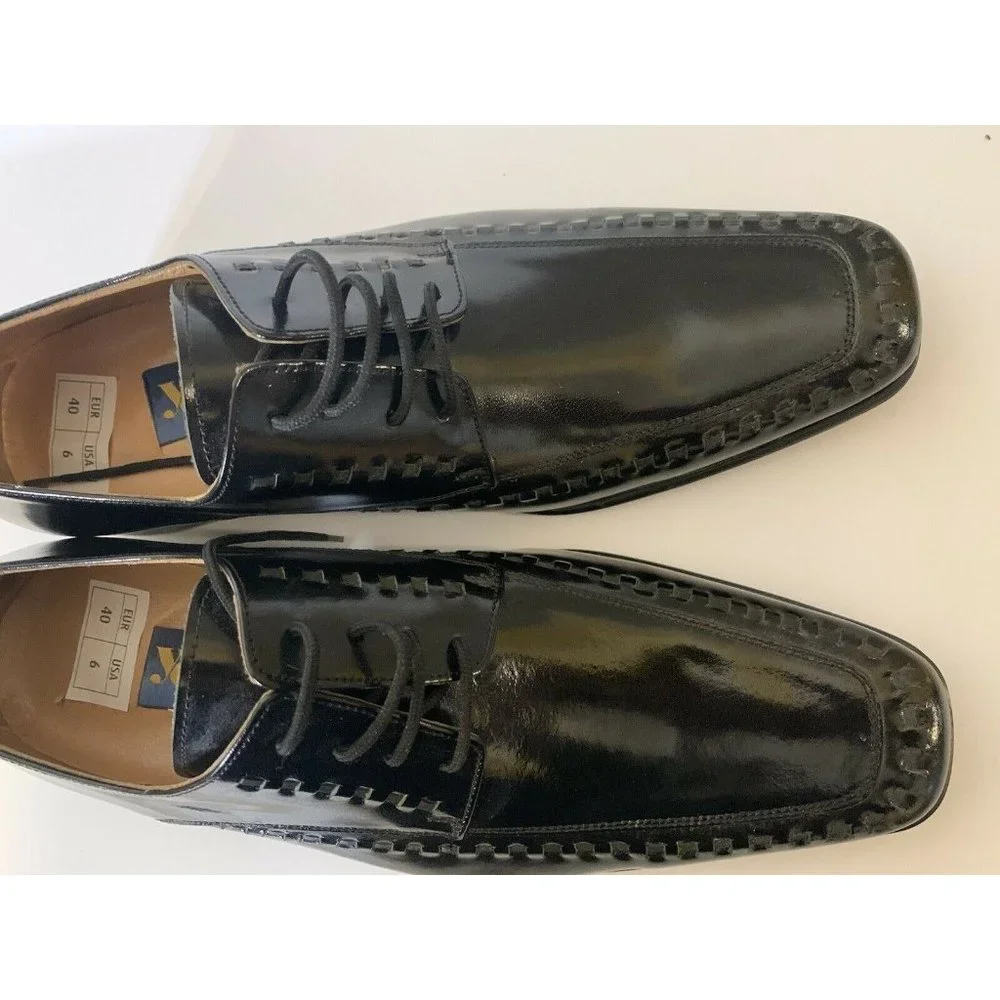 Yensa Men’s Sz‎ 10 Dress Shoes Black LACE UP OXFORDS